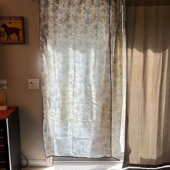 Bloom Craft Home Cotton 4 Piece Floral Curtain Panel Black White Size 41"x75" - Picture 3 of 10